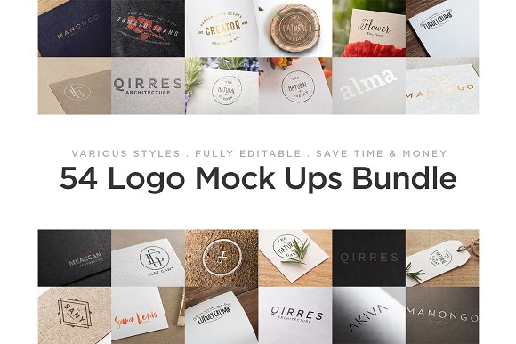 54 Logo Mock Ups - Bundle